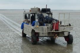 v\u00e9hicule amphibie pour l'\u00e9levage des moules