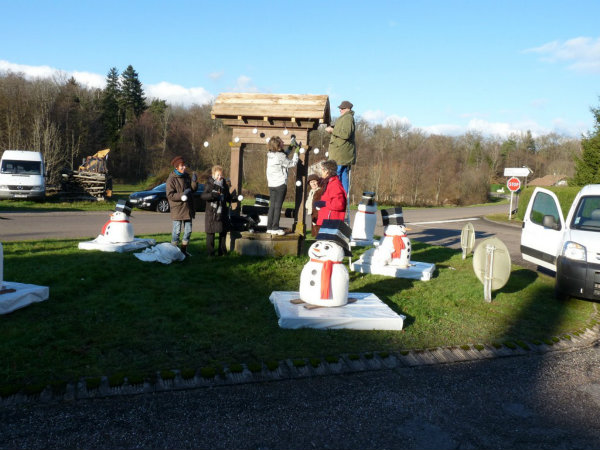 la mise en place au puit