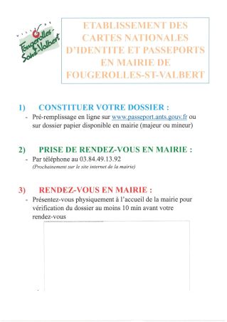 Etablissement des cartes d'identité et Passeports en mairie de FOUGEROLLES